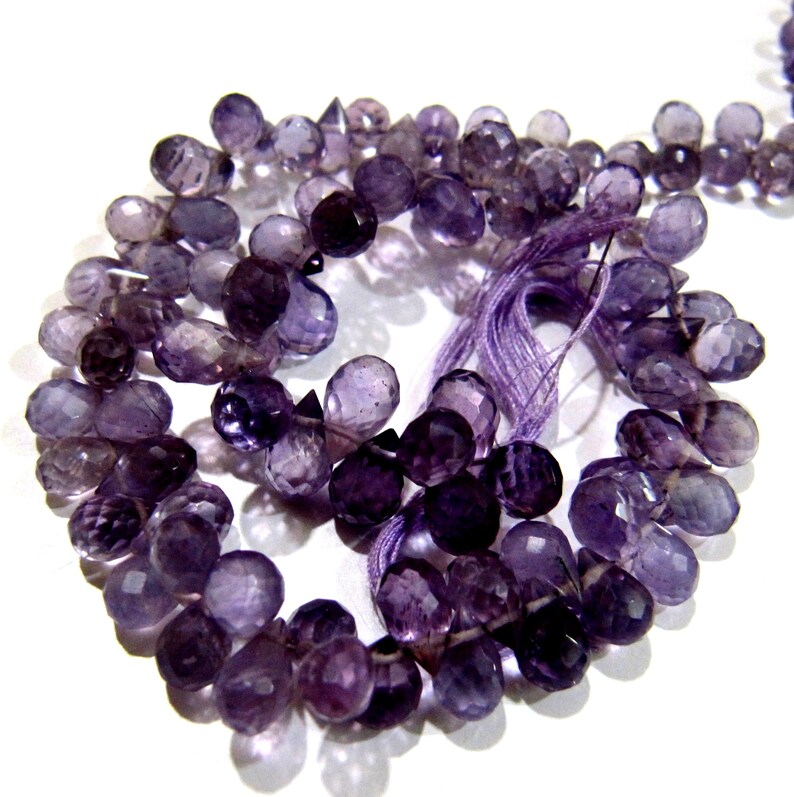Beautiful Natural AfricanAmethyst Drop Shape Beads / Micro Faceted Teardrop Shape Amethyst Beads / Strand 5 inches / 4x7 to 7x9mm Size Beads