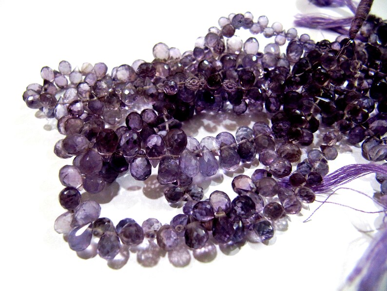 Beautiful Natural AfricanAmethyst Drop Shape Beads / Micro Faceted Teardrop Shape Amethyst Beads / Strand 5 inches / 4x7 to 7x9mm Size Beads