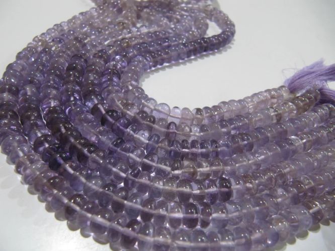 Natural Pink Amethyst Rondelle Plain Smooth 7-8mm Gemstone Beads Strand 9 inches Long