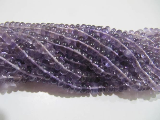 Natural Pink Amethyst Rondelle Plain Smooth 7-8mm Gemstone Beads Strand 9 inches Long