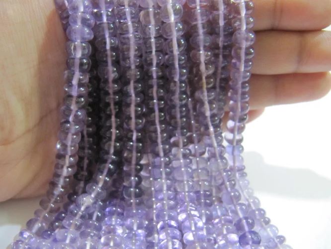 Natural Pink Amethyst Rondelle Plain Smooth 7-8mm Gemstone Beads Strand 9 inches Long