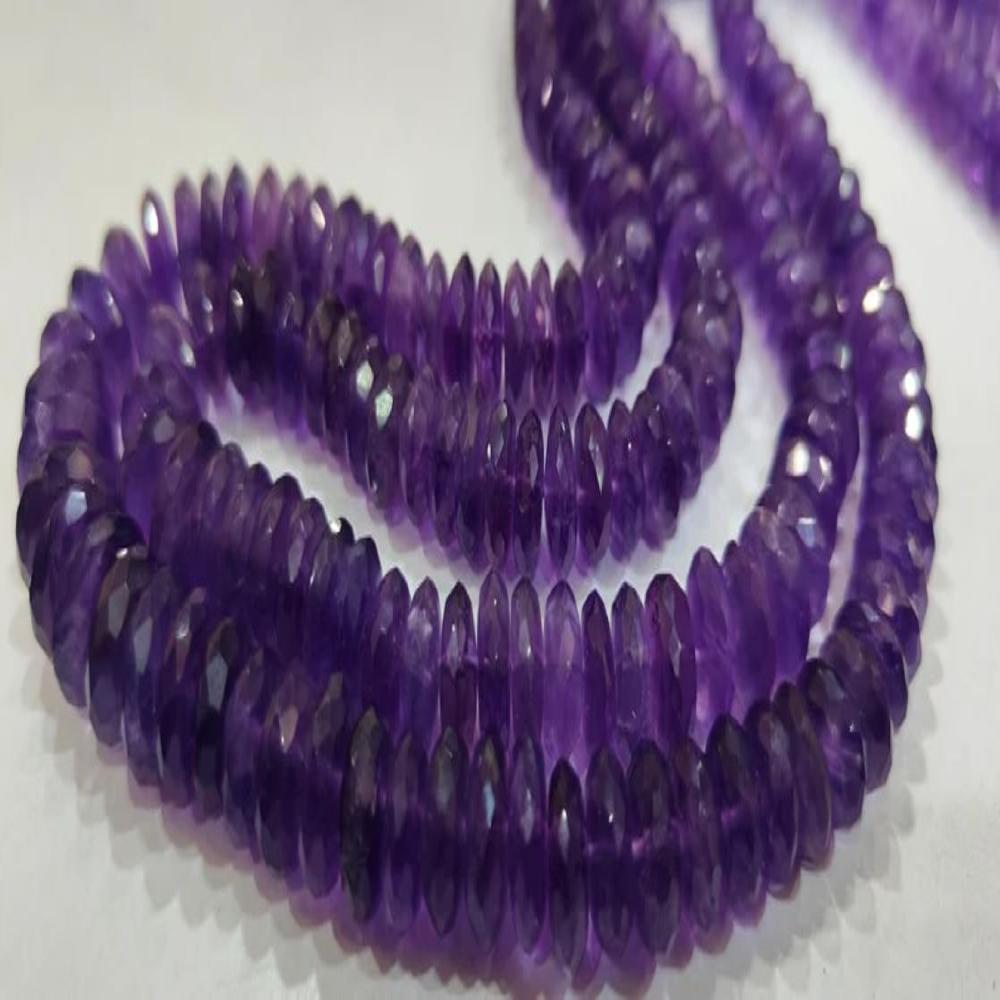 Natural Amethyst Faceted Gemstone Beads German Cut Rondelle Shape Beads 9-12 mm Strand 8 inches long