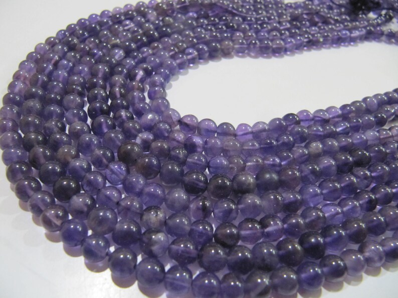 Natural Amethyst Round Plain Smooth 5-6mm Beads best Quality Beads Strand 13 inches Long Wholesale Prices jewelry making gemstone beads