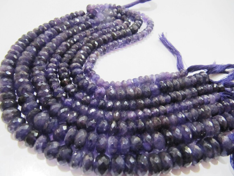 Natural Amethyst Rondelle Faceted 7-10mm Graduated Strand 9inches Long 