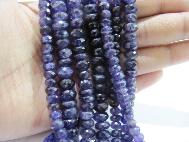 Natural Amethyst Rondelle Faceted 7-10mm Graduated best Quality Beads Strand 9inches Long Wholesale Prices jewelry making gemstone