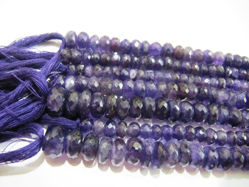 Natural Amethyst Rondelle Faceted 7-10mm Graduated best Quality Beads Strand 9inches Long Wholesale Prices jewelry making gemstone