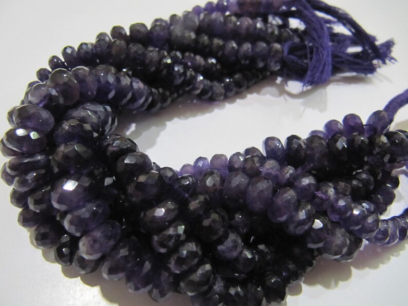 Natural Amethyst Rondelle Faceted 7-10mm Graduated best Quality Beads Strand 9inches Long Wholesale Prices jewelry making gemstone