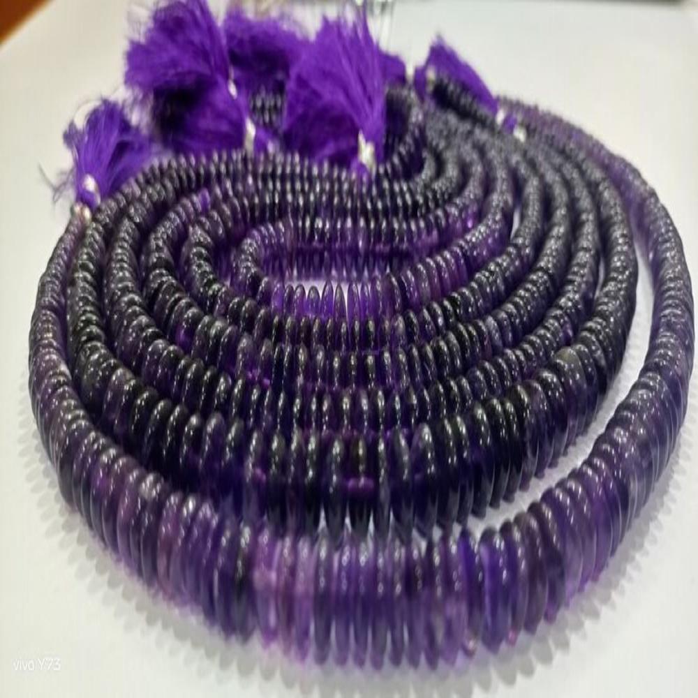 Natural Amethyst German Cut Plain Smooth 6 to 9mm Graduated Beads best Quality Beads Strand 16 inches Long Wholesale Prices