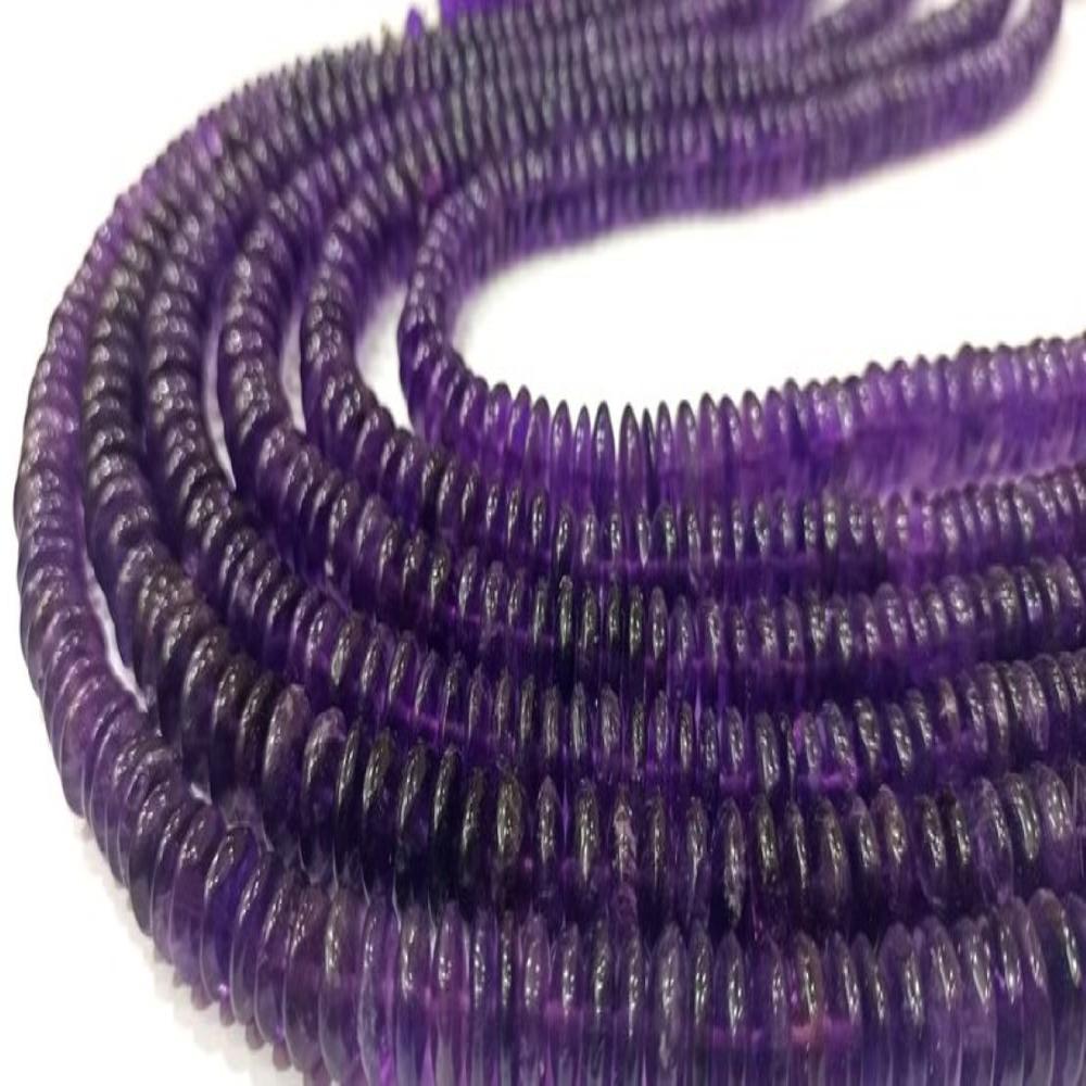 Natural Amethyst German Cut Plain Smooth 6 to 9mm Graduated Beads best Quality Beads Strand 16 inches Long Wholesale Prices