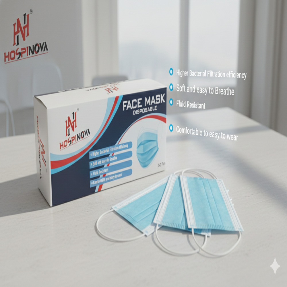 3 Ply Mask(Hospinova ) - Color: Light Blue