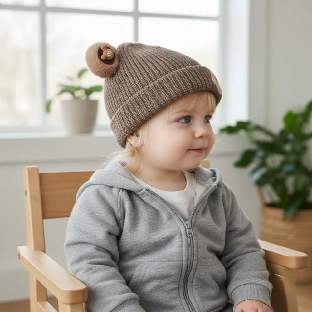 Warm Ear Protection Knitted Cute Pompom Baby Hat
