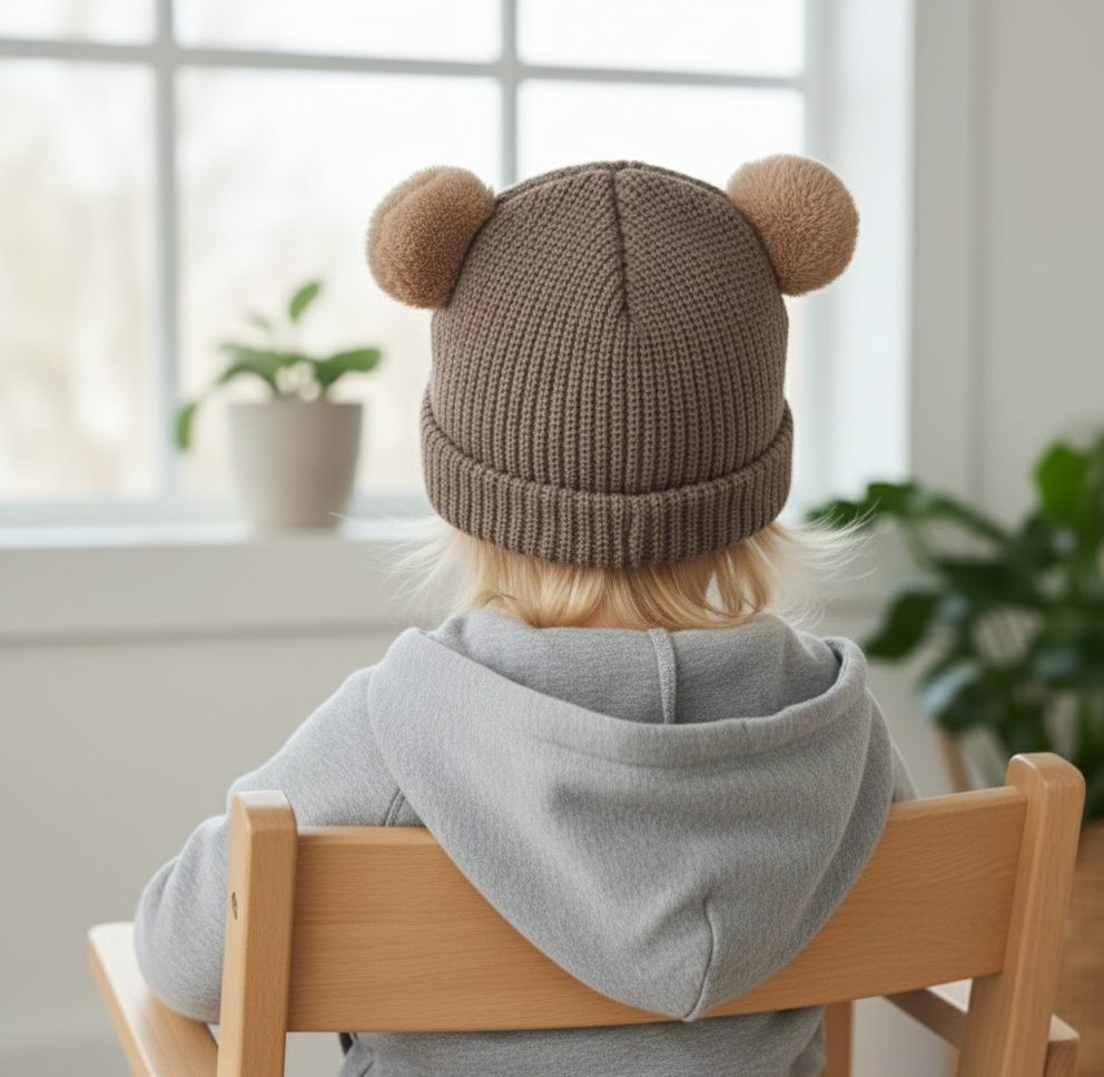 Warm Ear Protection Knitted Cute Pompom Baby Hat