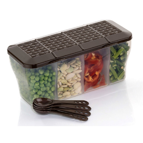 4 Section Black Kitchen Container