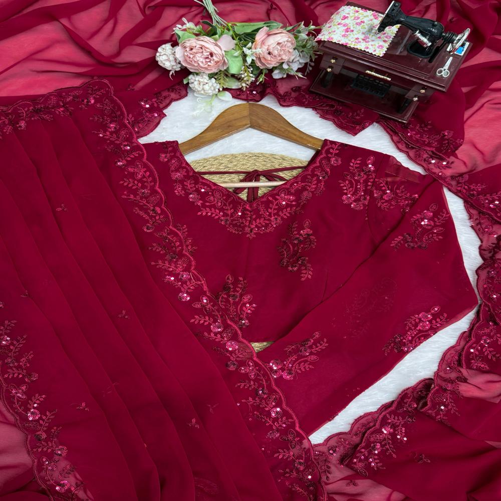 Designer Saree With Dupatta