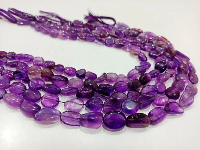 Natural Amethyst Free Shape Plain Smooth Tumbled Nugget 10to14mm Beads Sold Per Strand 18 Inches Long