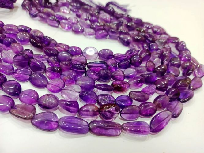 Natural Amethyst Free Shape Plain Smooth Tumbled Nugget 10to14mm Beads Sold Per Strand 18 Inches Long
