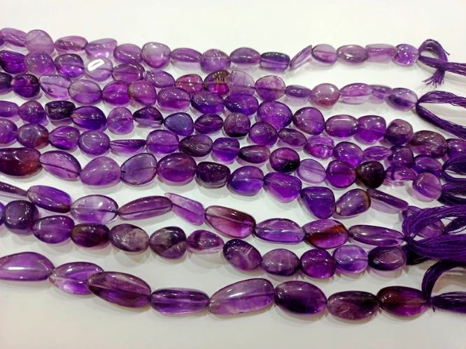 Natural Amethyst Free Shape Plain Smooth Tumbled Nugget 10to14mm Beads Sold Per Strand 18 Inches Long