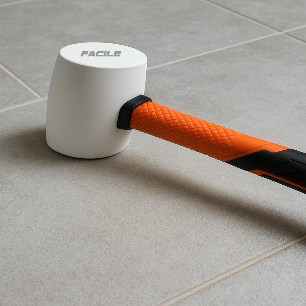 Facile(r) Rubber Hammer 250 Grams Soft Head - White, 300 Grams For Tile Laying | Durable Soft Head Tool For Precise Installations