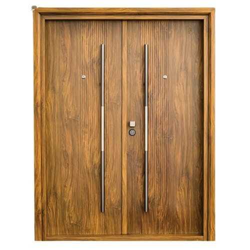 Petra 75 Teak Finish Galvanized Steel Door With Window - Application: Home And Office Security