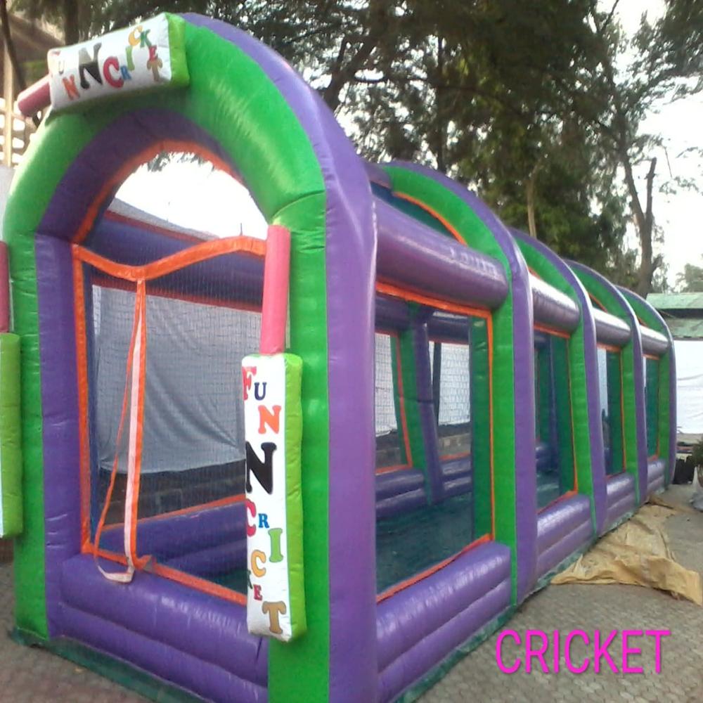 Cricket Bouncy For Parties & Events - Reinforced Pvc 15x15 Ft, Multicolor | 1.5 Hp Blower, Safety Nets, Customizable