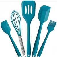 Silicon Spatchulla Brush & Whisk Set 5pc - Food-grade Silicone & Stainless Steel, Multicolor, Heat Resistant 230c