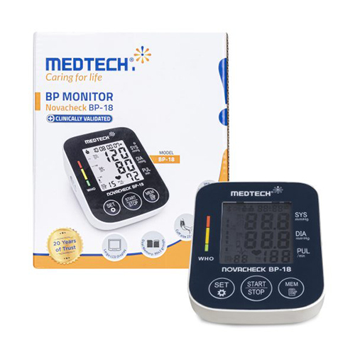 Medtech BP18 Portable Automatic Digital Blood Pressure Monitor - ABS Plastic, 124x104x63mm | Large LCD, Dual User Memory, Voice Prompt