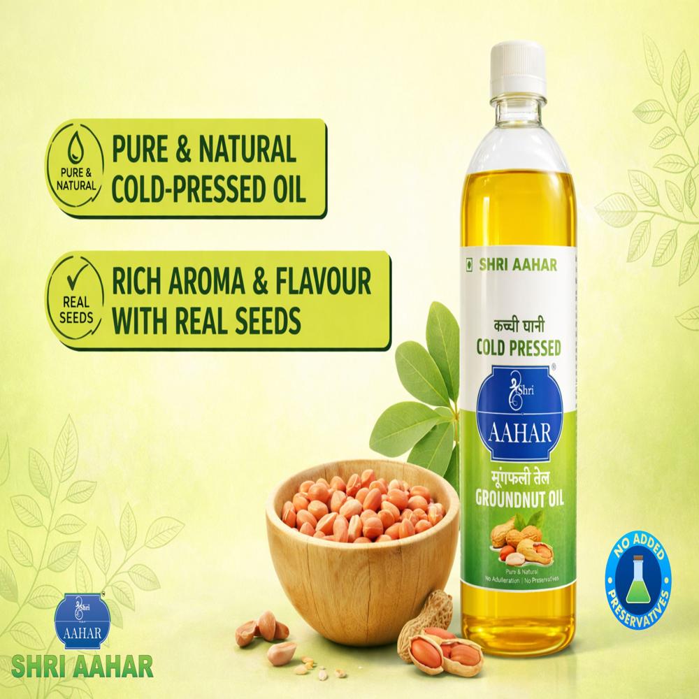 1Ltr Shri Aahar Groundnut Cold Pressed Oil