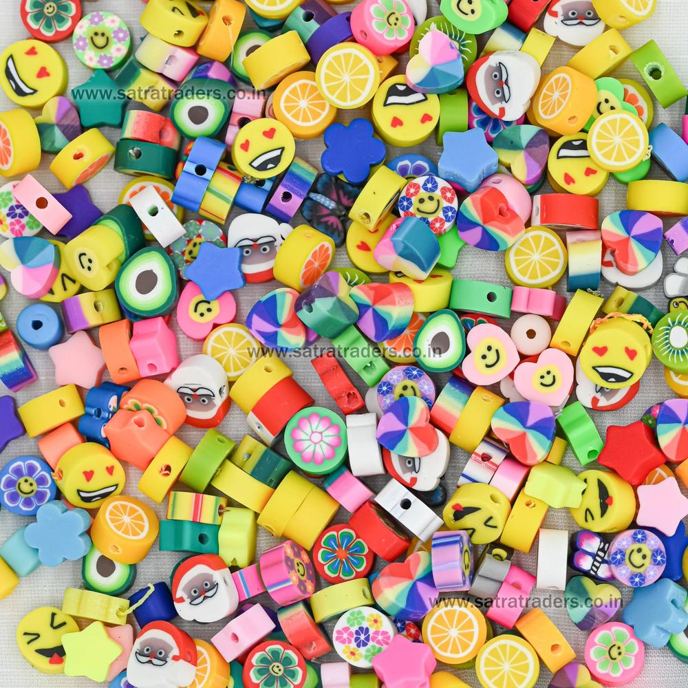 Mix Design Polymer Clay Fimo Beads | Qty : 100g-Approx 276pcs | FB31