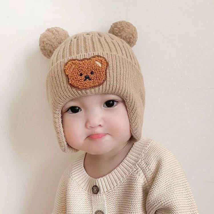 Cute Bear Embroidered Pullover Knit Beanie