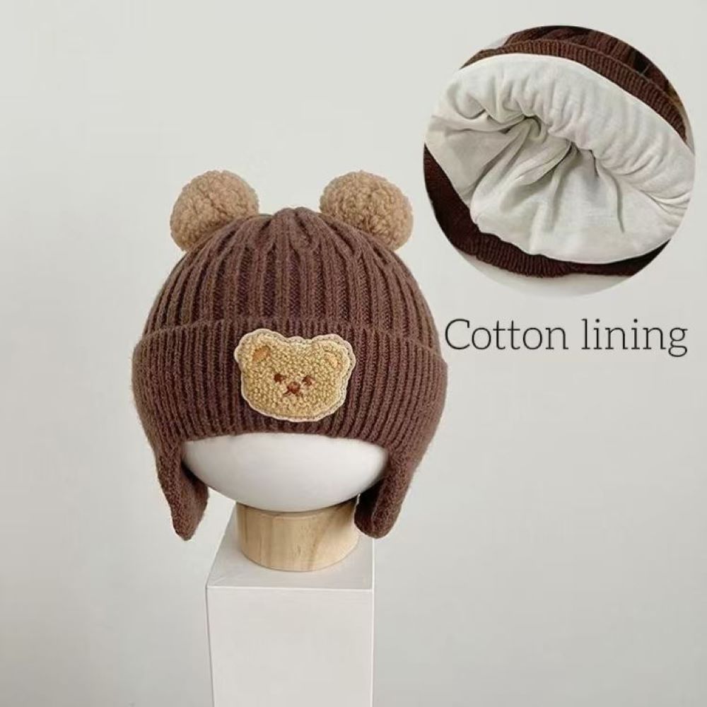 Cute Bear Embroidered Pullover Knit Beanie