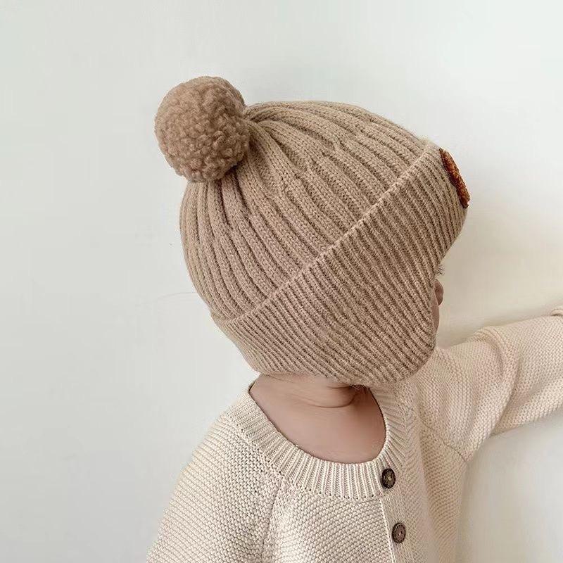 Cute Bear Embroidered Pullover Knit Beanie