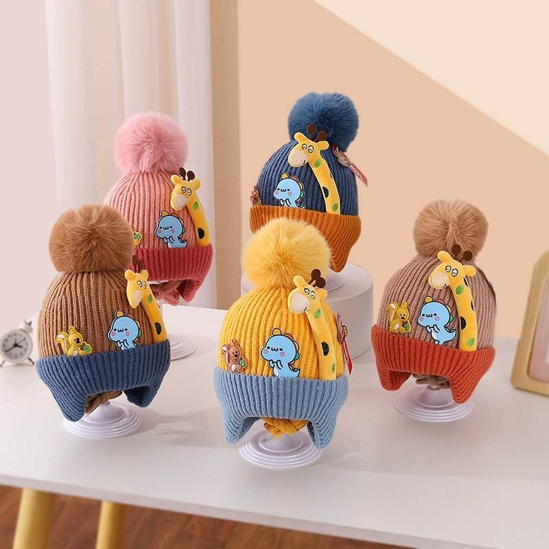 Winter Wool Baby Cute Cartoon Knitted Caps for Newborns