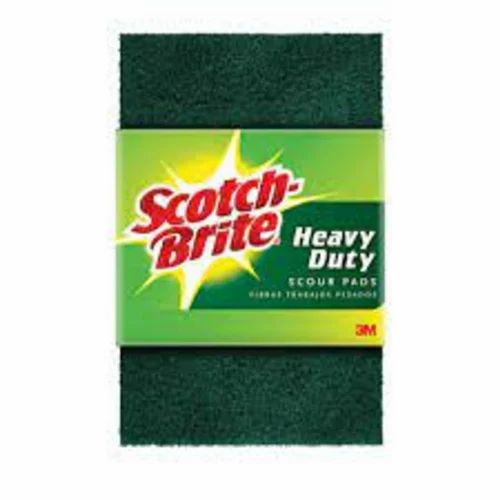Multicolor Scotch Brite - Synthetic Fiber, 10x7x2.5 Cm, Rectangular | Coarse/medium Texture, Reusable, Chemical Resistant