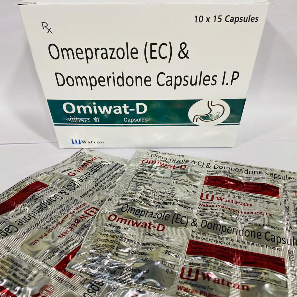 Omeprazole 20mg + Domperidone 10mg Capsules - Brand Name: Omiwat-d