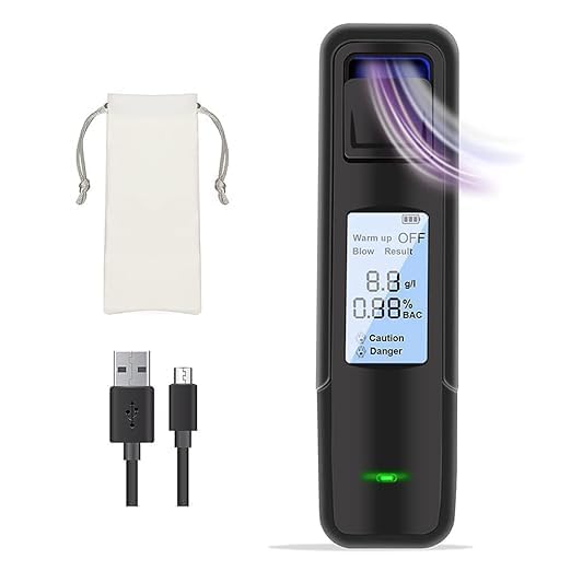 True Sense Non-Contact Alcohol Breath Analyzer, Instant Usb Rechargeable Alcohol Tester, At-06 - Color: Black