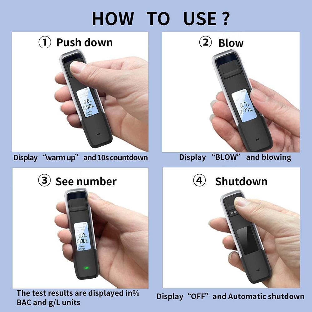 True Sense Non-Contact Alcohol Breath Analyzer, Instant USB Rechargeable Alcohol Tester, AT-06