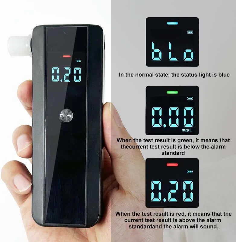 True Sense Breathalyzer AT188 Portable Alcohol Tester LCD Display with with 10 Mouthpieces, AT-10