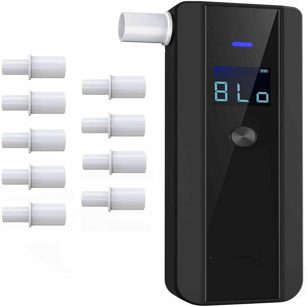 True Sense Breathalyzer AT188 Portable Alcohol Tester LCD Display with with 10 Mouthpieces, AT-10