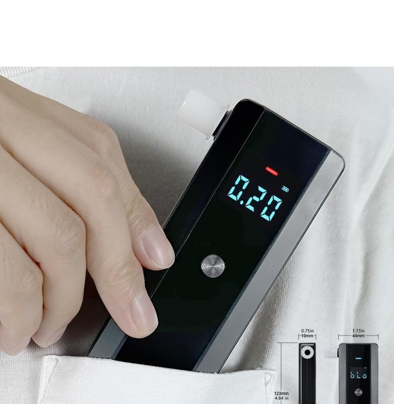 True Sense Breathalyzer AT188 Portable Alcohol Tester LCD Display with with 10 Mouthpieces, AT-10