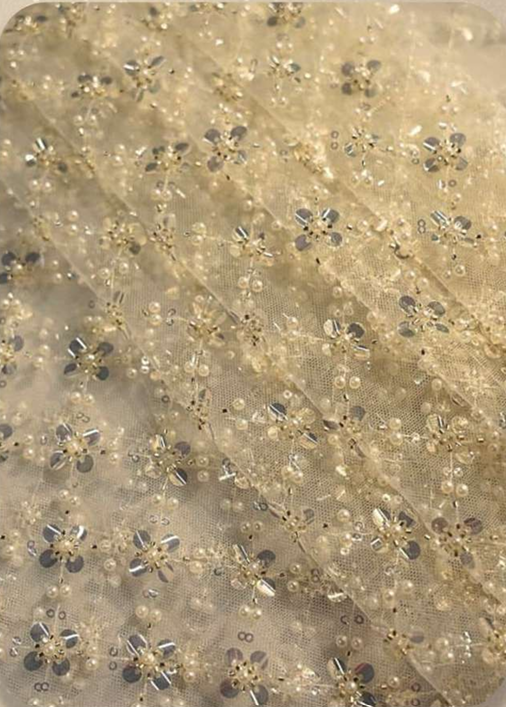 Pearl & Sequin Embroidered Net - Attributes: Exceptionally Soft