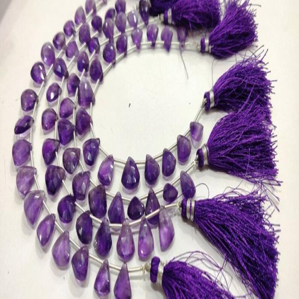 Natural Amethyst Trillian Shape Briolette 10 to 15mm Beads Sold per Strand 8 Inches Long 