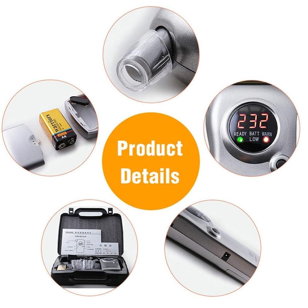 True Sense CA2000 Portable Digital LED Display Alcohol Detector Breathalyzer Machine, AT-18