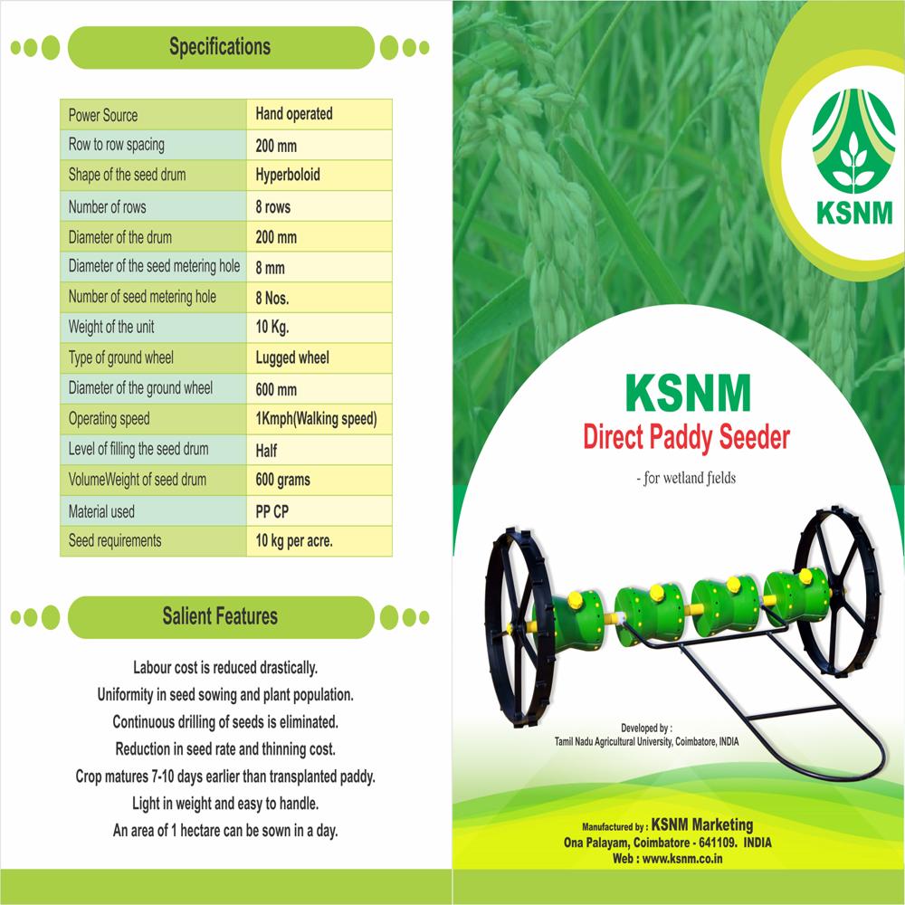 Wheel - Direct Paddy Seeder - Capacity: 6 Drums
