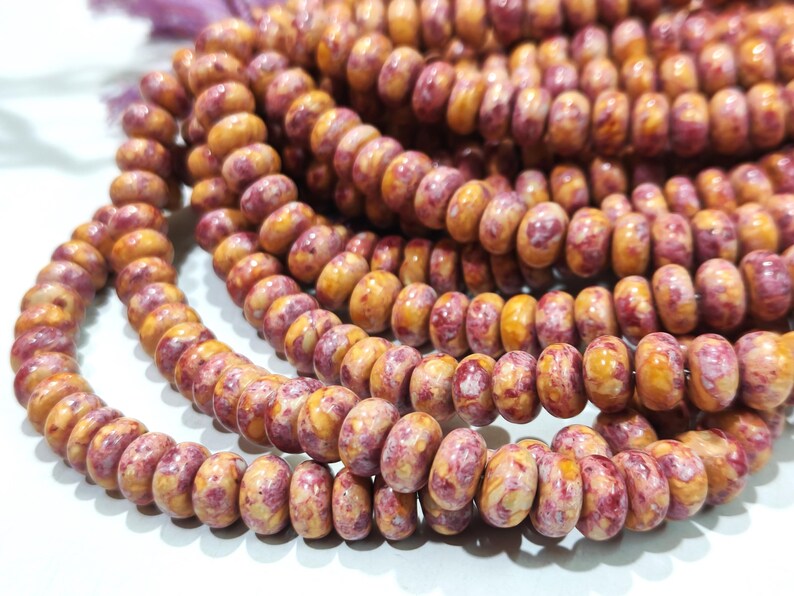 Natural Pink Orange Copper Turquoise Gemstone Rondelle Plain Smooth 8mm Beads Sold per Strand 8 Inches Long.