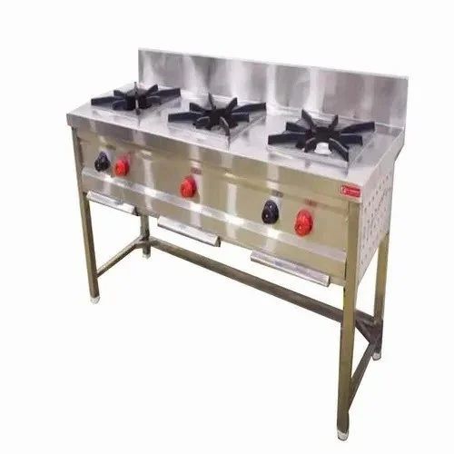 3 Burner Indian Gas Range - Material: Stainless Steel