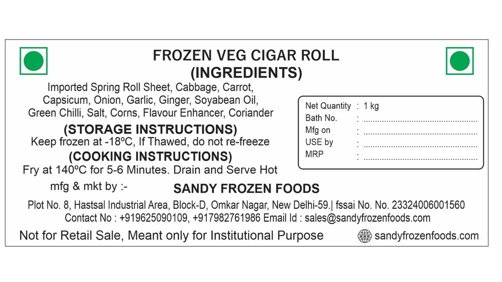 Vegetable Roll - Shelf Life: 3 Days (Refrigerated)