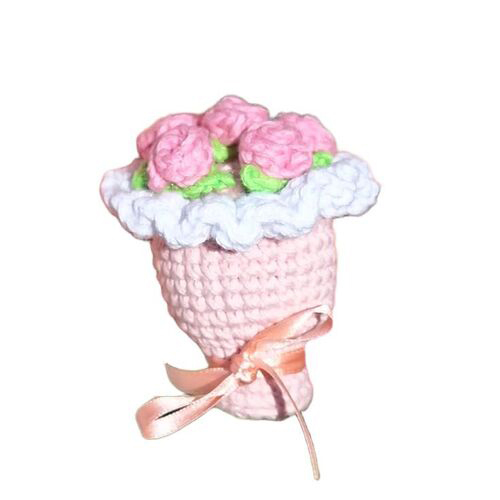 Crochet Pink Bouquet Keychain