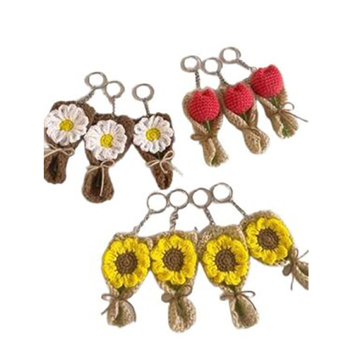Crochet Flower Bouquet Designer Keychain