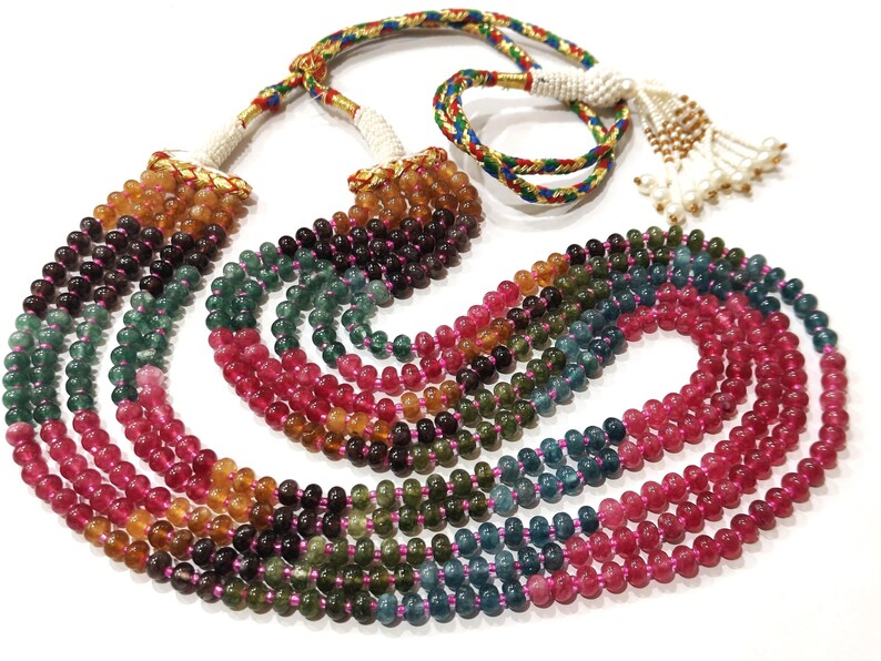 Natural Multicolor Quartz 6mm Rondelle Smooth Beads layered Necklace 18 to 20 inches long