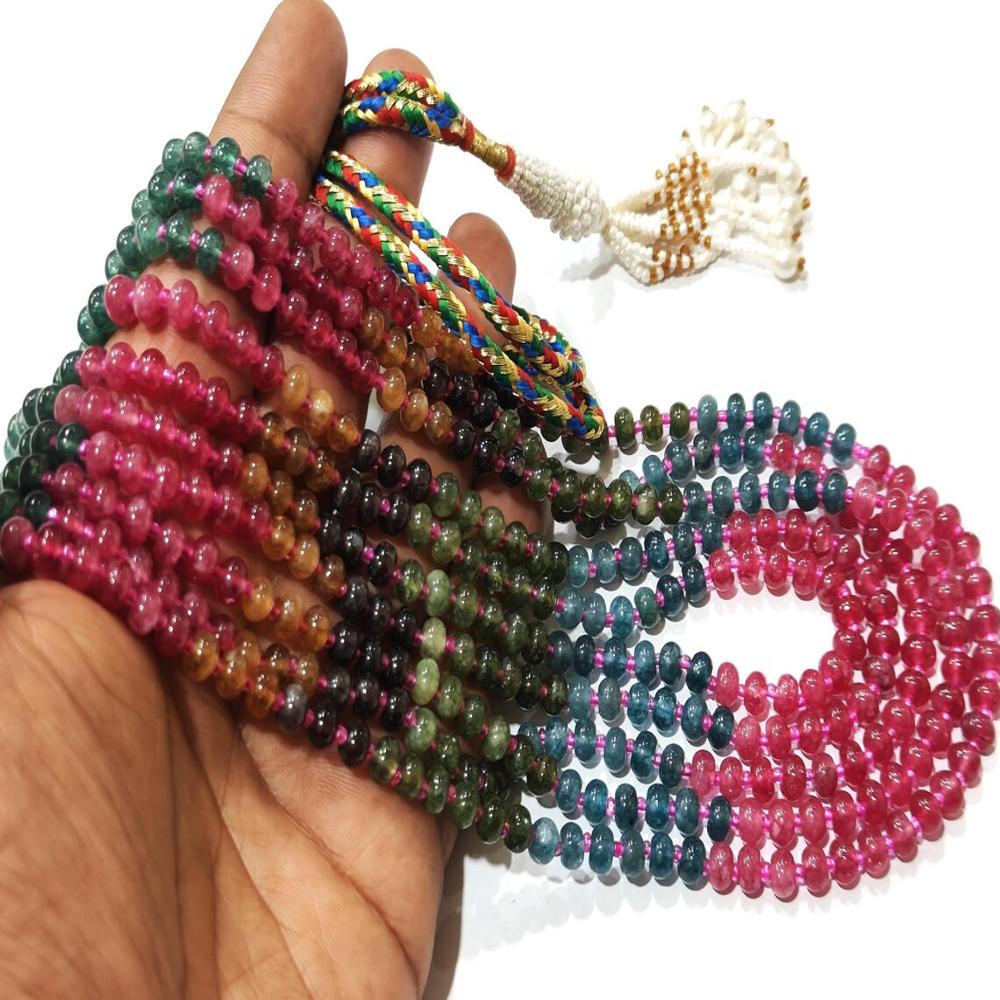 Natural Multicolor Quartz 6mm Rondelle Smooth Beads layered Necklace 18 to 20 inches long